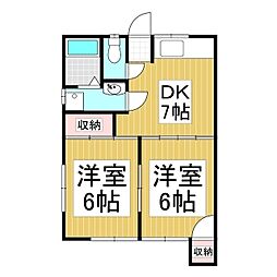 グリンハイツ 2DKの間取図画像