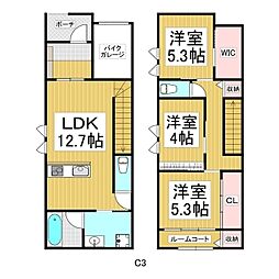 Casa Garage Linea 3LDKの間取図画像