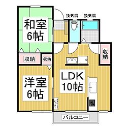 アプルハイツ東棟 2LDKの間取図画像