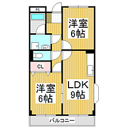 リンピアヴィラージュM 2LDKの間取図画像