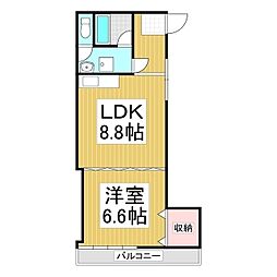 コーポピュア 1LDKの間取図画像