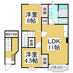 フラワーヒルB 2LDKの間取図画像