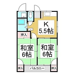 仲コーポ85 2DKの間取図画像