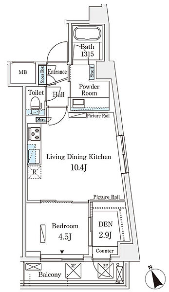 アリビオ学芸大学 ｜東京都目黒区五本木3丁目(賃貸マンション1LDK・2階・39.80㎡)の写真 その2