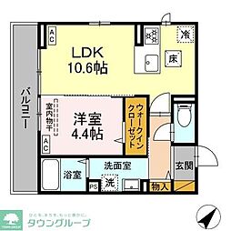 JR総武線 津田沼駅 徒歩10分の賃貸アパート 1階1LDKの間取り