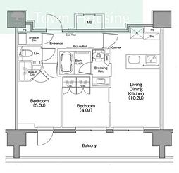 ザ・パークハビオ行徳駅前 10階2LDKの間取り
