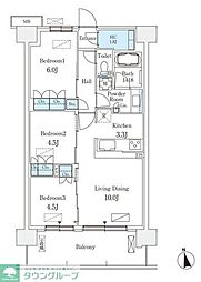 スカイグランデ津田沼 5階3LDKの間取り