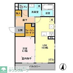 Piazza津田沼 101 1階1LDKの間取り