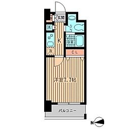 Ｈｕｍａｎハイム船橋 8階1Kの間取り