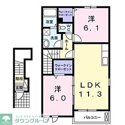 Sol Subir II 2階2LDKの間取り