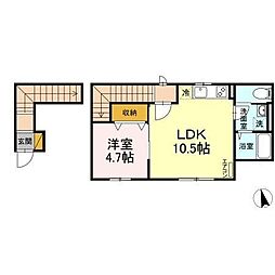 リーセント・メゾンＳ 2階1LDKの間取り
