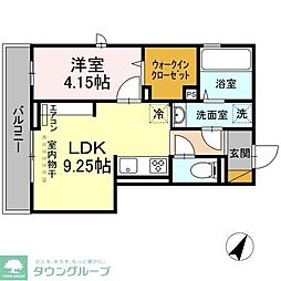 フリードルム本郷 2階1LDKの間取り