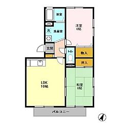 リバーサイド壱番館 2階2LDKの間取り
