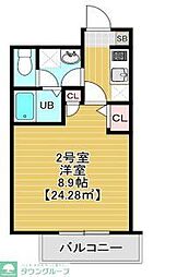 プレゾン　ア　トワVI 2階1Kの間取り