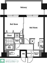 グランカーサ行徳 1LDKの間取図画像