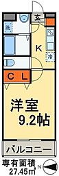 オリエンタルコート幕張本郷 1Kの間取図画像