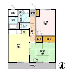 エミネンス・MIYA 2DKの間取図画像