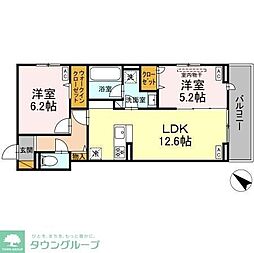 船橋市上山町2丁目アパート 2LDKの間取図画像