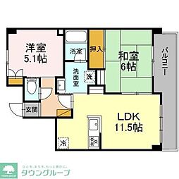 フジ・ヴェール毘沙門堂 2LDKの間取図画像