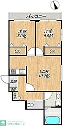 Central Villa K(セントラルヴィラケー) 2LDKの間取図画像