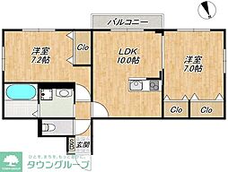 Central Villa K(セントラルヴィラケー) 2LDKの間取図画像