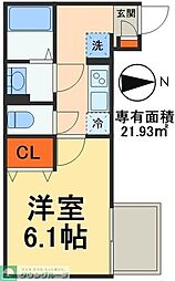 ブライティア稲毛 1Kの間取図画像