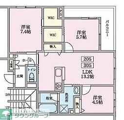 市川市末広2丁目マンション 3LDKの間取図画像