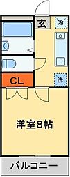 プレジール船橋 1Kの間取図画像