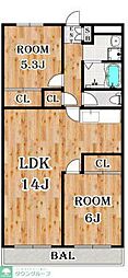 リアライズ市川原木 2LDKの間取図画像