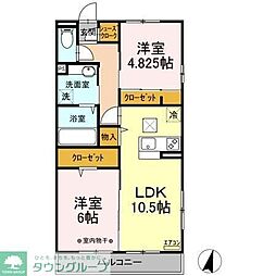 薬円台壱番館C 2LDKの間取図画像