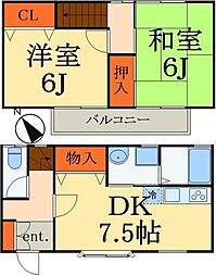 テラス・ミキ 2DKの間取図画像