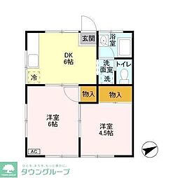 昭友荘 2DKの間取図画像