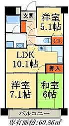 サンソノス 3LDKの間取図画像