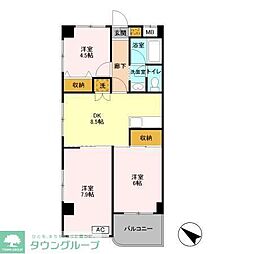 フロントアイランドハイツ 3DKの間取図画像