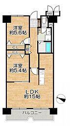 コスモザパークスEAST-2 2LDKの間取図画像