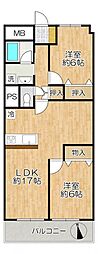ニュー大阪ハイツ 2LDKの間取図画像