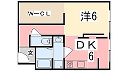 奥野ビル 1DKの間取図画像