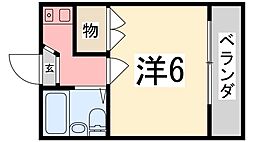 メゾンドKY西飾磨 1Kの間取図画像