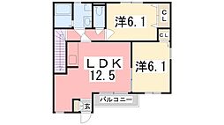 パストラル・ドミール 2LDKの間取図画像