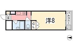 ロッキーコート太子 1Kの間取図画像