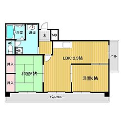 コーポ青山2 2LDKの間取図画像