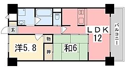 高岡中村コーポ・パート2 2LDKの間取図画像