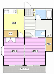 コーポキク5 2DKの間取図画像