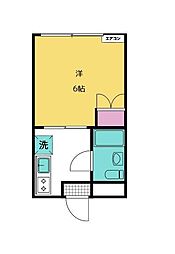 アンクスB 1Kの間取図画像