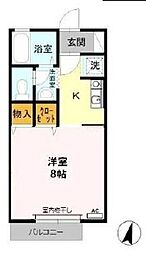 かけがわ寮 1Kの間取図画像