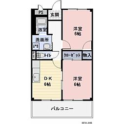サープラスヴィラージュB 2DKの間取図画像
