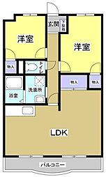 ラポール下俣南 2LDKの間取図画像