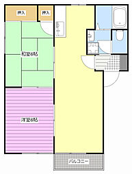 パレ・フローラE 2LDKの間取図画像