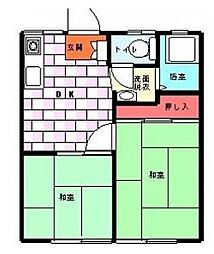 大東ハイツ 2DKの間取図画像