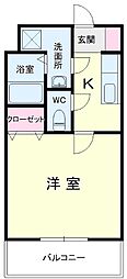 マンションベッカム 1Kの間取図画像